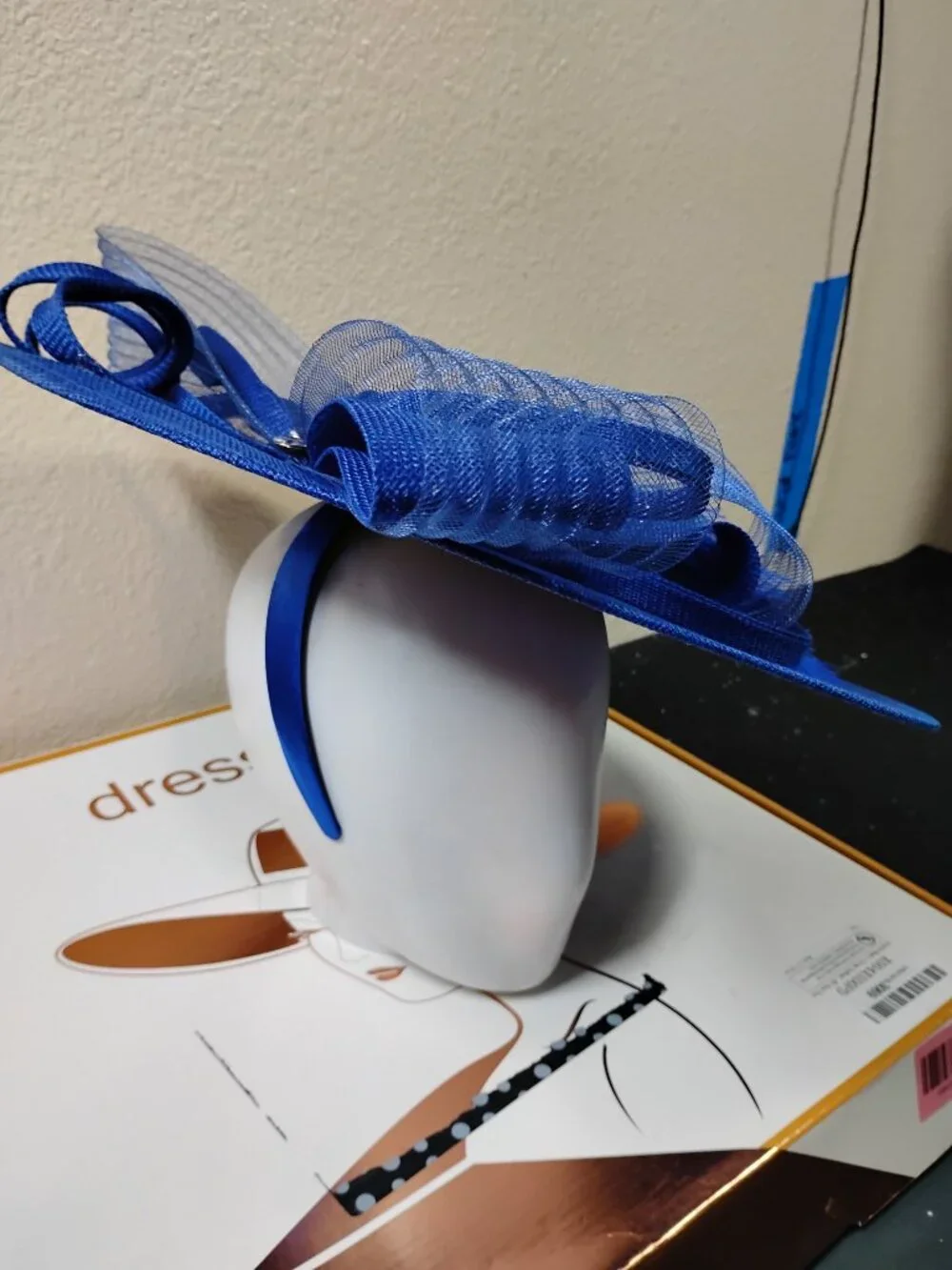 Royal Blue Dressfan Fascinator Hat Headband Wedding Tea Party Kentucky Derby